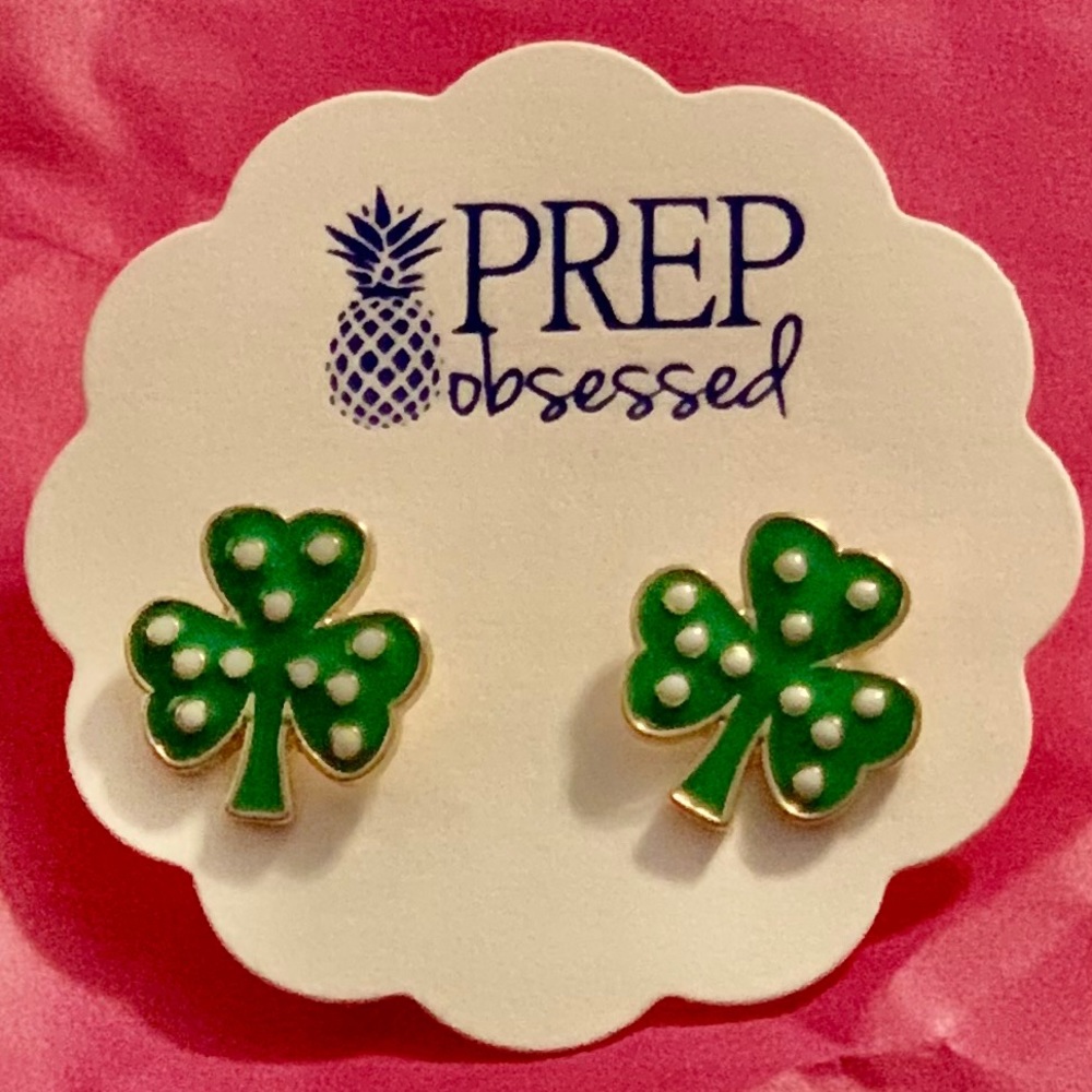 St Patrick’s Day Green Clover Enamel Stud Earring